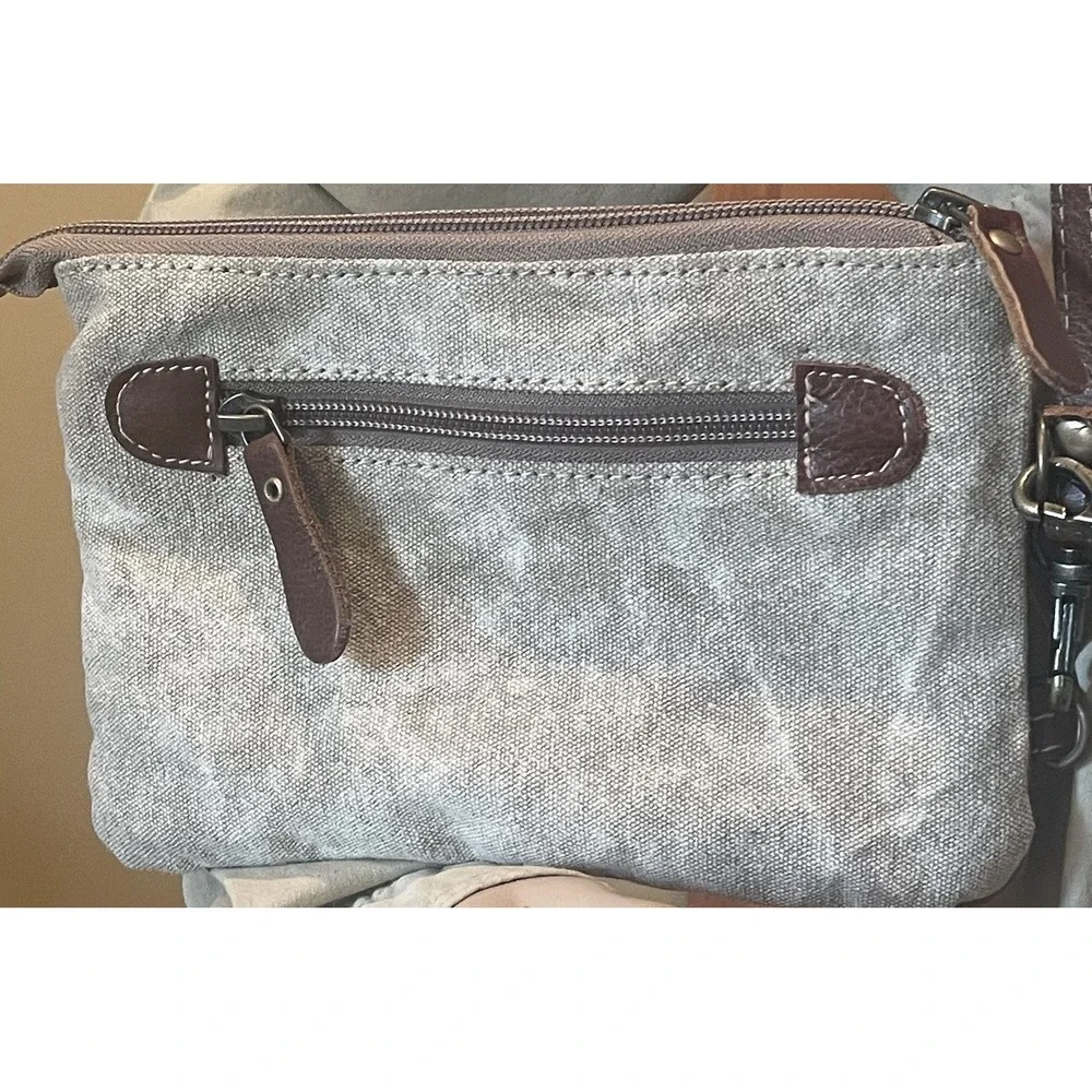 Myra Cowhide Leather Crossbody Bag Small Phone Pocket Western Boho EUC